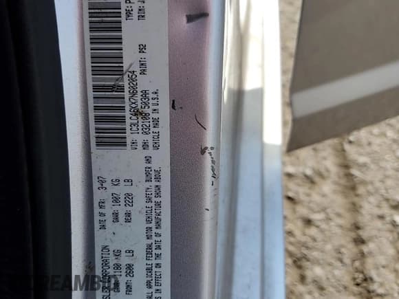 ✅ 2007 Chrysler Sebring • VIN: 1C3LC46KX7N602054 • Lot: 67665725. Listed on Copart with 88,538 mi. Free auction sales archive from the USA and detailed vehicle history report at DreamBid. Image 12.