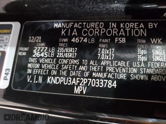 ✅ 2023 Kia Sportage LX • VIN: KNDPU3AF2P7033784 • Lot: 84232965. Listed on Copart with 65,579 mi. Free auction sales archive from the USA and detailed vehicle history report at DreamBid. Image 13.