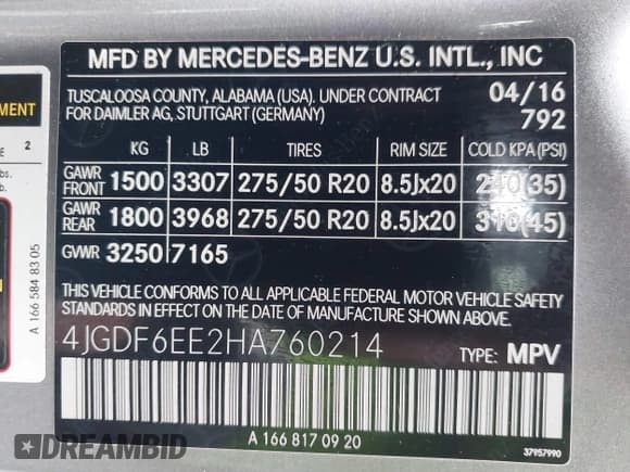 ✅ 2017 Mercedes-Benz GLS 450 • VIN: 4JGDF6EE2HA760214 • Lot: 43554493. Wystawiony na IAAI z przebiegiem 124 139 mil. Bezpłatny archiwum sprzedaży aukcyjnych z USA i szczegółowy raport historii pojazdu na DreamBid. Zdjęcie 9.