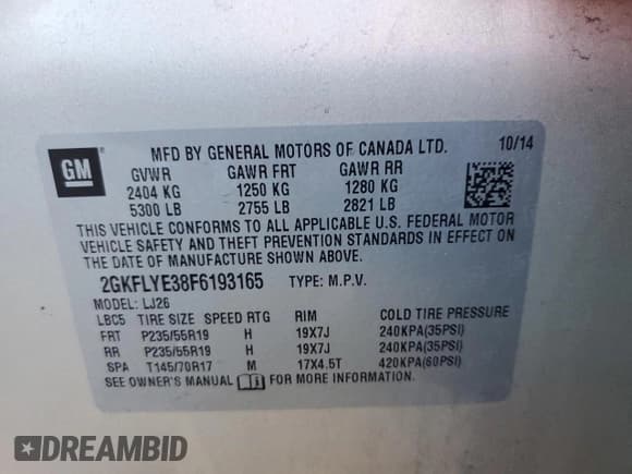 ✅ 2015 GMC Terrain SLT • VIN: 2GKFLYE38F6193165 • Лот: 91633575. Опубликован ранее на Copart с пробегом 121 674 миль. Бесплатный доступ к архиву аукционных продаж из США и подробный отчёт об истории автомобиля на DreamBid. Изображение 13.