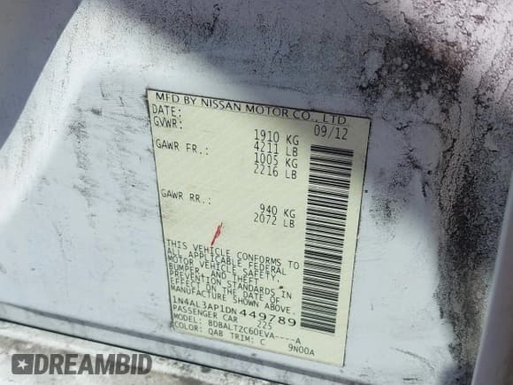 ✅ 2013 Nissan Altima SL • VIN: 1N4AL3AP1DN449789 • Лот: 42836159. Опубликован ранее на IAAI с пробегом 104 587 миль. Бесплатный доступ к архиву аукционных продаж из США и подробный отчёт об истории автомобиля на DreamBid. Изображение 9.