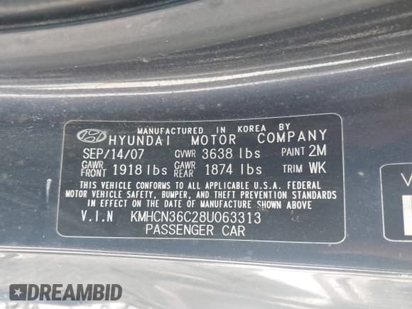 ✅ 2008 Hyundai Accent SE • VIN: KMHCN36C28U063313 • Лот: 42241892. Опубликован ранее на IAAI с пробегом 147 097 миль. Бесплатный доступ к архиву аукционных продаж из США и подробный отчёт об истории автомобиля на DreamBid. Изображение 9.