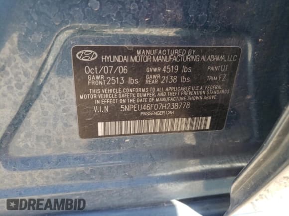 ✅ 2007 Hyundai Sonata SE • VIN: 5NPEU46F07H238778 • Лот: 73112484. Опубликован ранее на Copart с пробегом 125 744 миль. Бесплатный доступ к архиву аукционных продаж из США и подробный отчёт об истории автомобиля на DreamBid. Изображение 13.
