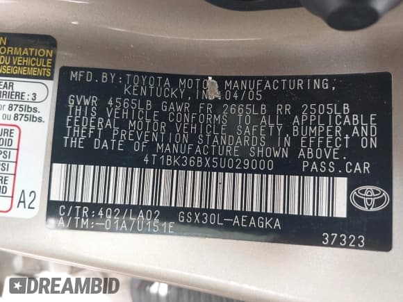 ✅ 2005 Toyota Avalon XL • VIN: 4T1BK36BX5U029000 • Lot: 42648318. Wystawiony na IAAI z przebiegiem 107 778 mil. Bezpłatny archiwum sprzedaży aukcyjnych z USA i szczegółowy raport historii pojazdu na DreamBid. Zdjęcie 9.