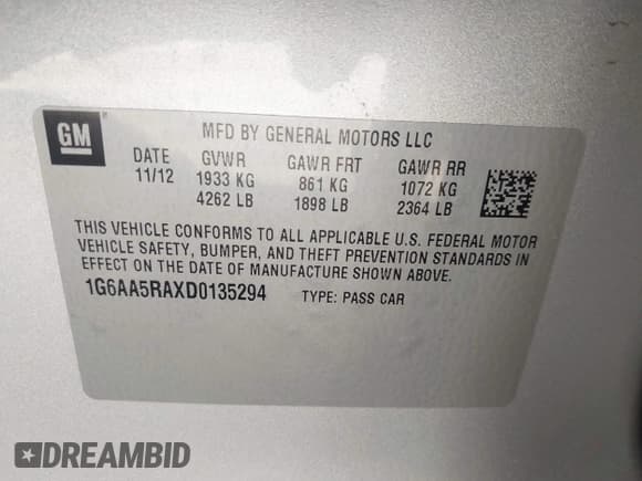 ✅ 2013 Cadillac ATS • VIN: 1G6AA5RAXD0135294 • Лот: 43142531. Опубликован ранее на IAAI с пробегом 125 406 миль. Бесплатный доступ к архиву аукционных продаж из США и подробный отчёт об истории автомобиля на DreamBid. Изображение 9.