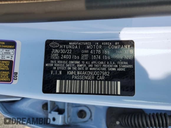 ✅ 2022 Hyundai Elantra • VIN: KMHLW4AK0NU007982 • Lot: 59550795. Listed on Copart with 36,957 mi. Free auction sales archive from the USA and detailed vehicle history report at DreamBid. Image 12.