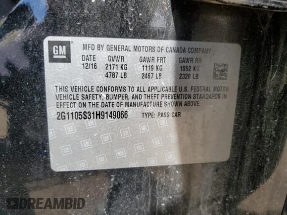 ✅ 2017 Chevrolet Impala LT • VIN: 2G1105S31H9149066 • Лот: 72286174. Опубликован ранее на Copart с пробегом 77 454 миль. Бесплатный доступ к архиву аукционных продаж из США и подробный отчёт об истории автомобиля на DreamBid. Изображение 12.
