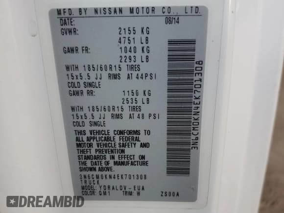 ✅ 2014 Nissan NV200 SV • VIN: 3N6CM0KN4EK701308 • Lot: 82703475. Wystawiony na Copart z przebiegiem 194 522 mil. Bezpłatny archiwum sprzedaży aukcyjnych z USA i szczegółowy raport historii pojazdu na DreamBid. Zdjęcie 13.