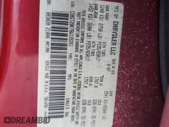 2008 Dodge Nitro SXT с VIN 1D8GT28K78W126261, выставлен на аукционе Copart как лот 71723484 с пробегом 188 086 миль миль и Чистый • Clean title. История ставок и продаж доступна на DreamBid. Изображение 15.