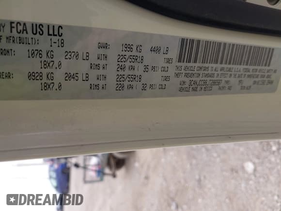 ✅ 2018 Jeep Compass Limited • VIN: 3C4NJCCB8JT286587 • Lot: 42652398. Listed on IAAI with 104,000 mi. Free auction sales archive from the USA and detailed vehicle history report at DreamBid. Image 9.