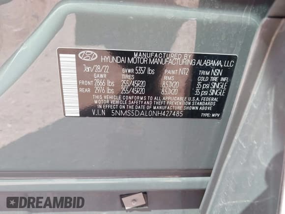 ✅ 2022 Hyundai Santa Fe Calligraphy • VIN: 5NMS5DAL0NH427485 • Лот: 43210556. Опубликован ранее на IAAI с пробегом 32 505 миль. Бесплатный доступ к архиву аукционных продаж из США и подробный отчёт об истории автомобиля на DreamBid. Изображение 9.