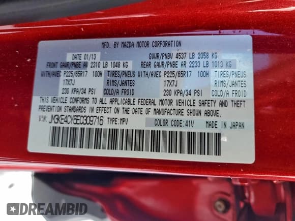 ✅ 2014 Mazda CX-5 Touring • VIN: JM3KE4CY6E0309716 • Lot: 94689395. Wystawiony na Copart z przebiegiem 164 831 mil. Bezpłatny archiwum sprzedaży aukcyjnych z USA i szczegółowy raport historii pojazdu na DreamBid. Zdjęcie 14.