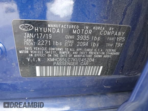 ✅ 2019 Hyundai Ioniq Blue • VIN: KMHC65LC7KU145204 • Lot: 41493466. Wystawiony na IAAI z przebiegiem 113 131 mil. Bezpłatny archiwum sprzedaży aukcyjnych z USA i szczegółowy raport historii pojazdu na DreamBid. Zdjęcie 9.