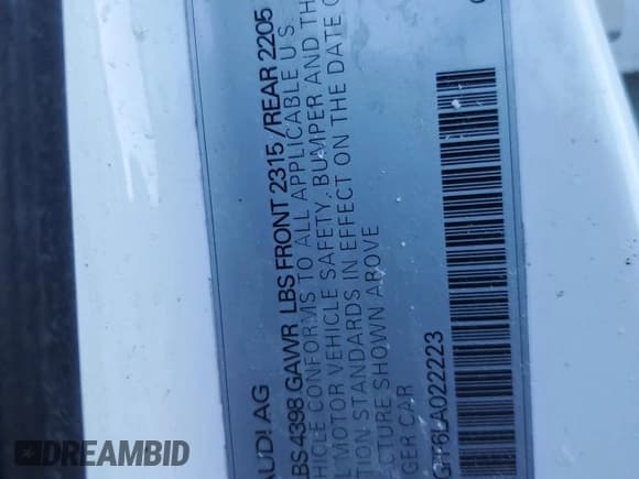 ✅ 2020 Audi A3 Premium • VIN: WAUAUGFF6LA022223 • Lot: 81786455. Listed on Copart with Not provided. Free auction sales archive from the USA and detailed vehicle history report at DreamBid. Image 12.