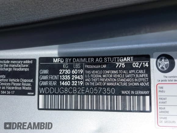 ✅ 2014 Mercedes-Benz S 550 • VIN: WDDUG8CB2EA057350 • Лот: 41718815. Опубликован ранее на IAAI с пробегом 67 137 миль. Бесплатный доступ к архиву аукционных продаж из США и подробный отчёт об истории автомобиля на DreamBid. Изображение 9.