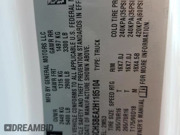 ✅ 2017 Chevrolet Colorado 2WD WT • VIN: 1GCHSBEA2H1185104 • Лот: 78959494. Опубликован ранее на Copart с пробегом 91 771 миль. Бесплатный доступ к архиву аукционных продаж из США и подробный отчёт об истории автомобиля на DreamBid. Изображение 12.