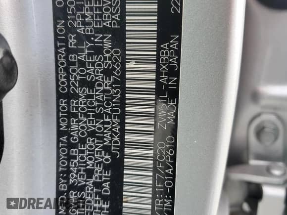 2022 Toyota Prius L Eco с VIN JTDKAMFU1N3176620, выставлен на аукционе Copart как лот 83808965 с пробегом 83 865 миль миль и Списание • Salvage title. История ставок и продаж доступна на DreamBid. Изображение 12.