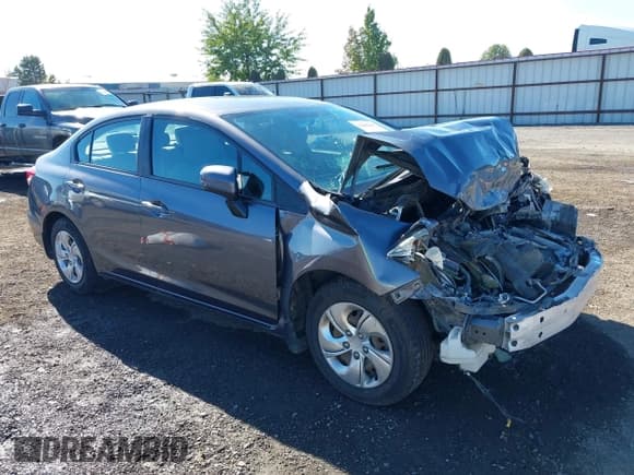 ✅ 2014 Honda Civic LX • VIN: 2HGFB2F57EH552859 • Lot: 43387845. Listed on IAAI with 129,780 mi. Free auction sales archive from the USA and detailed vehicle history report at DreamBid. Image 1.