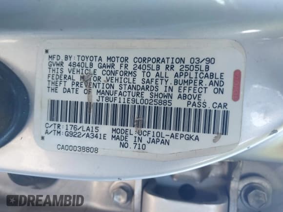 ✅ 1990 Lexus LS • VIN: JT8UF11E9L0025885 • Lot: 41330993. Listed on IAAI with 162,255 mi. Free auction sales archive from the USA and detailed vehicle history report at DreamBid. Image 9.