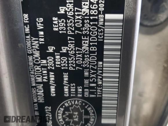 ✅ 2013 Hyundai Santa Fe Sport • VIN: 5XYZUDLB1DG011864 • Лот: 91918755. Опубликован ранее на Copart с пробегом 249 141 миль. Бесплатный доступ к архиву аукционных продаж из США и подробный отчёт об истории автомобиля на DreamBid. Изображение 14.