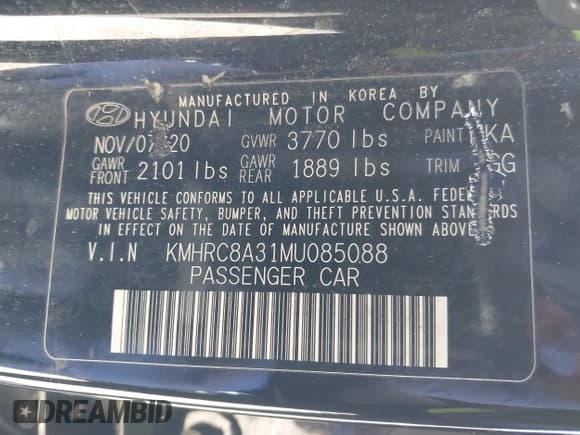 ✅ 2021 Hyundai Venue SEL • VIN: KMHRC8A31MU085088 • Lot: 41904939. Listed on IAAI with 72,719 mi. Free auction sales archive from the USA and detailed vehicle history report at DreamBid. Image 9.