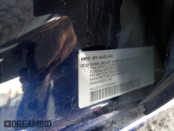 ✅ 2022 Audi A3 Premium • VIN: WAUGUDGY2NA094807 • Lot: 83857614. Wystawiony na Copart z przebiegiem 19 395 mil. Bezpłatny archiwum sprzedaży aukcyjnych z USA i szczegółowy raport historii pojazdu na DreamBid. Zdjęcie 12.