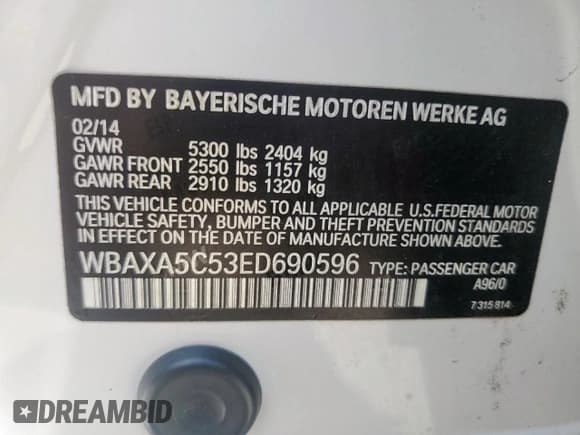 ✅ 2014 BMW 5 Series 535d • VIN: WBAXA5C53ED690596 • Лот: 58546325. Опубликован ранее на Copart с пробегом 178 925 миль. Бесплатный доступ к архиву аукционных продаж из США и подробный отчёт об истории автомобиля на DreamBid. Изображение 12.