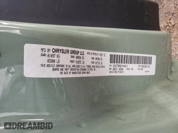 ✅ 2013 FIAT 500 Sport • VIN: 3C3CFFBR9DT544617 • Lot: 92398725. Listed on Copart with 93,322 mi. Free auction sales archive from the USA and detailed vehicle history report at DreamBid. Image 12.