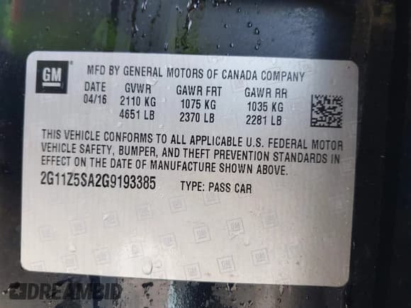 ✅ 2016 Chevrolet Impala LS • VIN: 2G11Z5SA2G9193385 • Лот: 43464419. Опубликован ранее на IAAI с пробегом 110 299 миль. Бесплатный доступ к архиву аукционных продаж из США и подробный отчёт об истории автомобиля на DreamBid. Изображение 9.