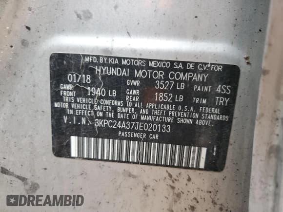 ✅ 2018 Hyundai Accent SE • VIN: 3KPC24A37JE020133 • Лот: 46465434. Опубликован ранее на Copart с пробегом Не указан. Бесплатный доступ к архиву аукционных продаж из США и подробный отчёт об истории автомобиля на DreamBid. Изображение 12.