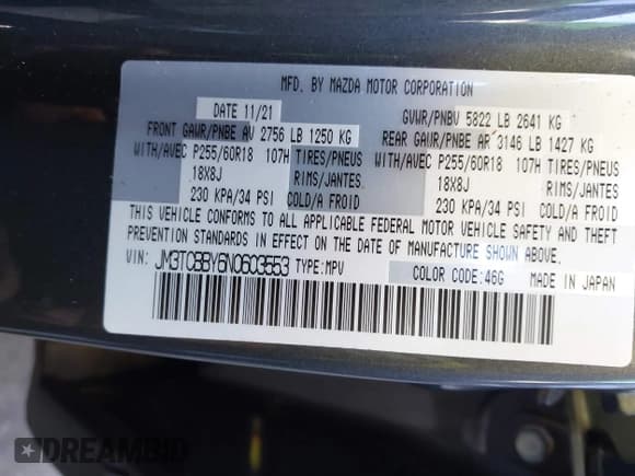 ✅ 2022 Mazda CX-9 Sport • VIN: JM3TCBBY6N0603553 • Lot: 40640259. Wystawiony na IAAI z przebiegiem 19 972 mil. Bezpłatny archiwum sprzedaży aukcyjnych z USA i szczegółowy raport historii pojazdu na DreamBid. Zdjęcie 9.