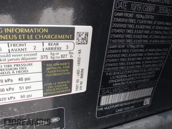 ✅ 2020 Land Rover Range Rover Sport HST • VIN: SALWS2RU3LA899269 • Lot: 42320459. Wystawiony na IAAI z przebiegiem 67 334 mil. Bezpłatny archiwum sprzedaży aukcyjnych z USA i szczegółowy raport historii pojazdu na DreamBid. Zdjęcie 9.