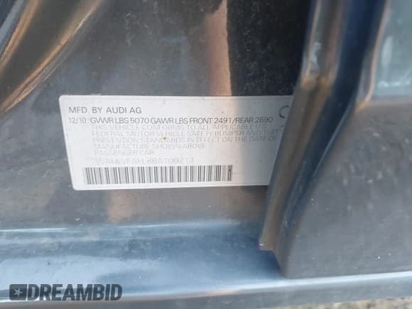 ✅ 2011 Audi A4 Premium Plus • VIN: WAUWFAFL8BA100213 • Лот: 42748500. Опубликован ранее на IAAI с пробегом 94 880 миль. Бесплатный доступ к архиву аукционных продаж из США и подробный отчёт об истории автомобиля на DreamBid. Изображение 9.