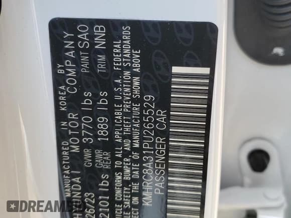 ✅ 2023 Hyundai Venue SEL • VIN: KMHRC8A31PU265529 • Lot: 47082135. Listed on Copart with 9,890 mi. Free auction sales archive from the USA and detailed vehicle history report at DreamBid. Image 13.