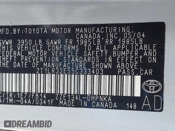 ✅ 2005 Toyota Matrix STD • VIN: 2T1LR32E55C333403 • Lot: 42273681. Listed on IAAI with 192,407 mi. Free auction sales archive from the USA and detailed vehicle history report at DreamBid. Image 9.