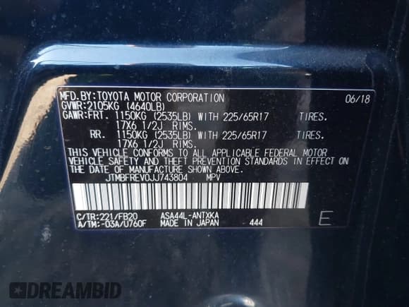 ✅ 2018 Toyota RAV4 LE • VIN: JTMBFREV0JJ743804 • Lot: 43396135. Wystawiony na IAAI z przebiegiem 119 531 mil. Bezpłatny archiwum sprzedaży aukcyjnych z USA i szczegółowy raport historii pojazdu na DreamBid. Zdjęcie 9.