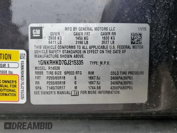 ✅ 2016 Chevrolet Traverse LT • VIN: 1GNKRHKD7GJ215335 • Lot: 55073004. Wystawiony na Copart z przebiegiem 133 823 mil. Bezpłatny archiwum sprzedaży aukcyjnych z USA i szczegółowy raport historii pojazdu na DreamBid. Zdjęcie 14.