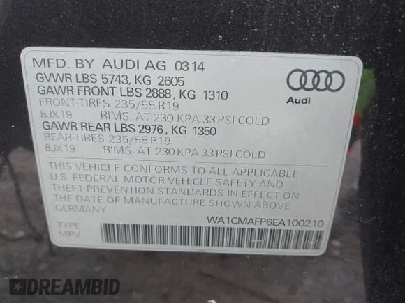 ✅ 2014 Audi Q5 Premium Plus • VIN: WA1CMAFP6EA100210 • Lot: 42347481. Listed on IAAI with 115,117 mi. Free auction sales archive from the USA and detailed vehicle history report at DreamBid. Image 9.