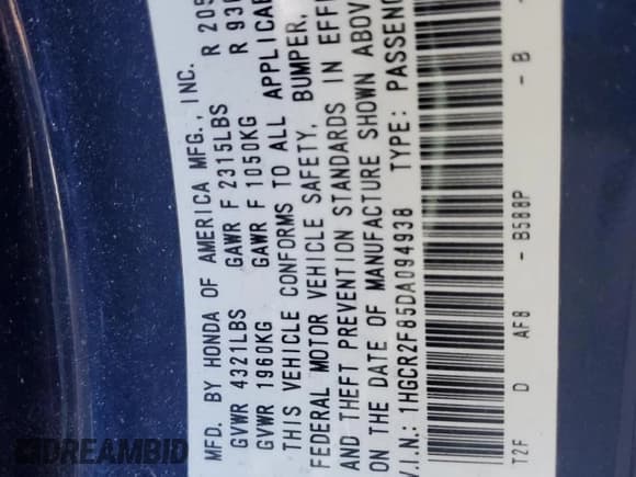 ✅ 2013 Honda Accord EX-L • VIN: 1HGCR2F85DA094938 • Lot: 90421565. Wystawiony na Copart z przebiegiem 199 739 mil. Bezpłatny archiwum sprzedaży aukcyjnych z USA i szczegółowy raport historii pojazdu na DreamBid. Zdjęcie 12.