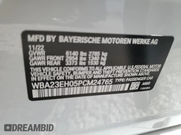 ✅ 2023 BMW 7 Series 740i • VIN: WBA23EH05PCM24765 • Лот: 79528764. Опубликован ранее на Copart с пробегом 21 116 миль. Бесплатный доступ к архиву аукционных продаж из США и подробный отчёт об истории автомобиля на DreamBid. Изображение 13.