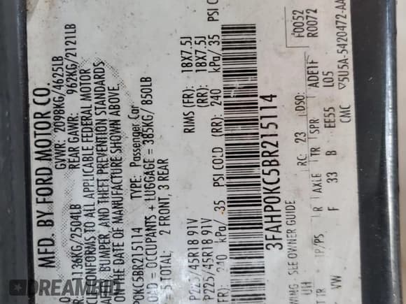 ✅ 2011 Ford Fusion SPORT • VIN: 3FAHP0KC5BR215114 • Лот: 81435605. Опубликован ранее на Copart с пробегом 127 981 миль. Бесплатный доступ к архиву аукционных продаж из США и подробный отчёт об истории автомобиля на DreamBid. Изображение 12.