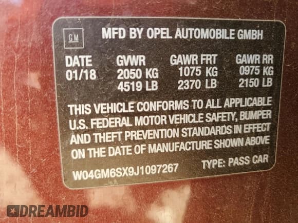 ✅ 2018 Buick Regal Preferred II • VIN: W04GM6SX9J1097267 • Lot: 52562365. Listed on Copart with 61,183 mi. Free auction sales archive from the USA and detailed vehicle history report at DreamBid. Image 12.