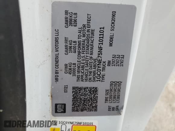 ✅ 2022 Chevrolet Silverado 2500HD • VIN: 1GC0YNE75NF101101 • Lot: 72952574. Wystawiony na Copart z przebiegiem 49 970 mil. Bezpłatny archiwum sprzedaży aukcyjnych z USA i szczegółowy raport historii pojazdu na DreamBid. Zdjęcie 13.