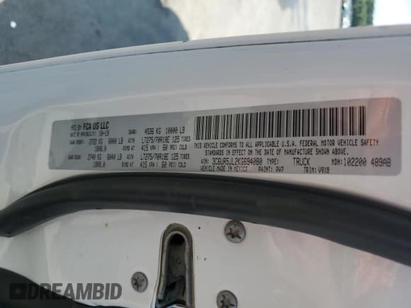 ✅ 2019 Ram 2500 Big Horn • VIN: 3C6UR5JL2KG694080 • Lot: 58487515. Listed on Copart with 154,664 mi. Free auction sales archive from the USA and detailed vehicle history report at DreamBid. Image 12.