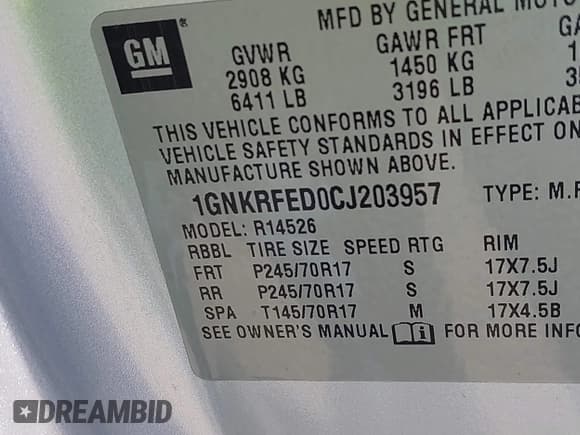 ✅ 2012 Chevrolet Traverse LS • VIN: 1GNKRFED0CJ203957 • Лот: 43375085. Опубликован ранее на IAAI с пробегом 174 348 миль. Бесплатный доступ к архиву аукционных продаж из США и подробный отчёт об истории автомобиля на DreamBid. Изображение 9.