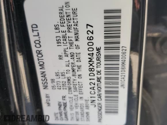 ✅ 1999 Nissan Maxima GXE • VIN: JN1CA21D8XM400627 • Лот: 61133265. Опубликован ранее на Copart с пробегом 212 524 миль. Бесплатный доступ к архиву аукционных продаж из США и подробный отчёт об истории автомобиля на DreamBid. Изображение 12.