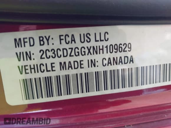 ✅ 2022 Dodge Challenger SXT • VIN: 2C3CDZGGXNH109629 • Lot: 41977454. Listed on IAAI with 64,946 mi. Free auction sales archive from the USA and detailed vehicle history report at DreamBid. Image 9.