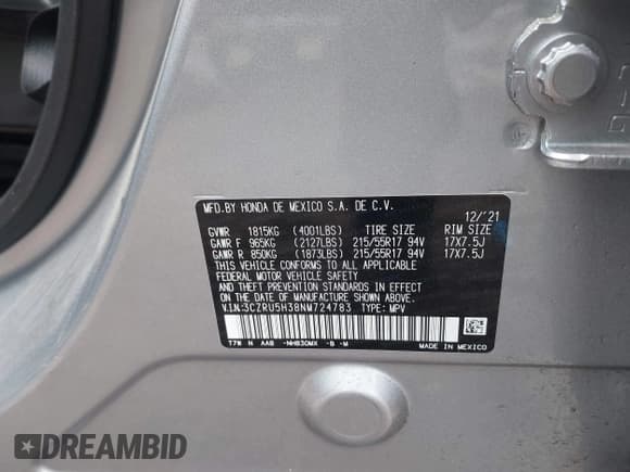 ✅ 2022 Honda HR-V LX • VIN: 3CZRU5H38NM724783 • Lot: 42844860. Wystawiony na IAAI z przebiegiem 33 255 mil. Bezpłatny archiwum sprzedaży aukcyjnych z USA i szczegółowy raport historii pojazdu na DreamBid. Zdjęcie 9.