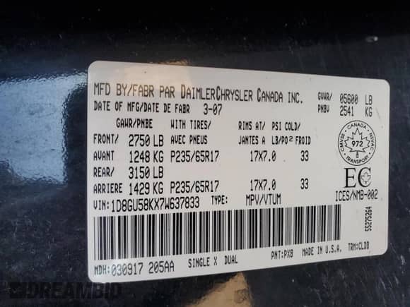 2007 Dodge Nitro SLT с VIN 1D8GU58KX7W637833, выставлен на аукционе Copart как лот 78750164 с пробегом 176 104 миль миль и Чистый • Clean title. История ставок и продаж доступна на DreamBid. Изображение 13.