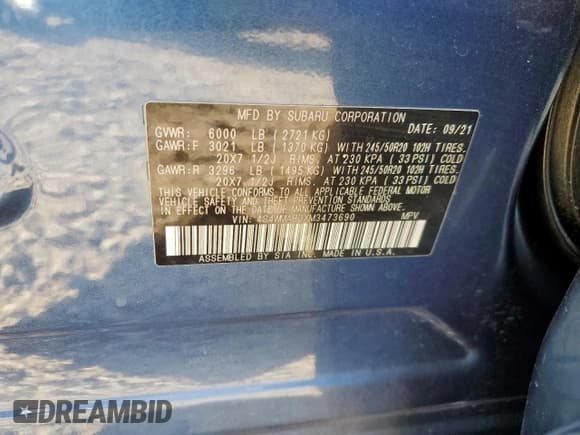 ✅ 2021 Subaru Ascent Touring • VIN: 4S4WMARDXM3473690 • Лот: 92531535. Опубликован ранее на Copart с пробегом 51 300 миль. Бесплатный доступ к архиву аукционных продаж из США и подробный отчёт об истории автомобиля на DreamBid. Изображение 14.